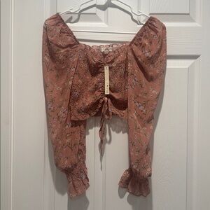 Floral Long Sleeve Crop Top